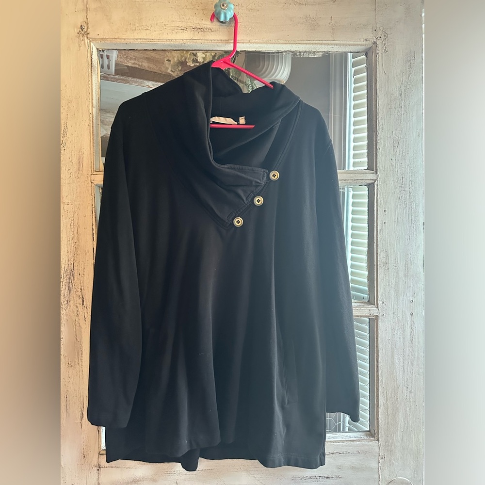 Soft Surroundings | Black Cowl Neck Tunic Top